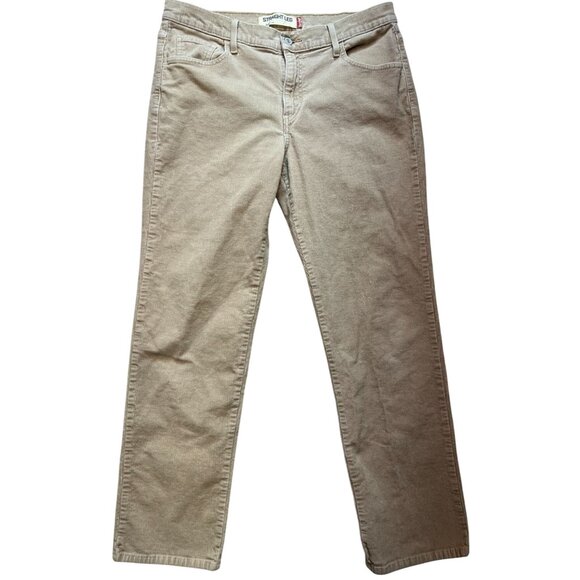 Levi's Women's Corduroy Straight Leg Pants Flat Front Stretch Size 14M Beige - Picture 1 of 10